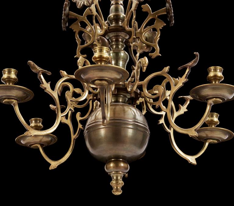 LJUSKRONA, mässing, barockstil, 1800-talets slut. Höjd ca 70 cm.