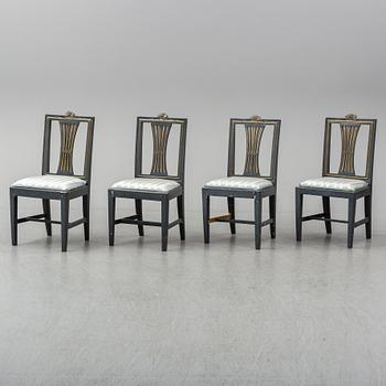 Four Gustavian chairs, Lindome, circa 1800.
