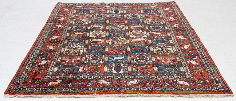 Carpet, Bakhtiari, figural, approx. 230 x 160 cm.