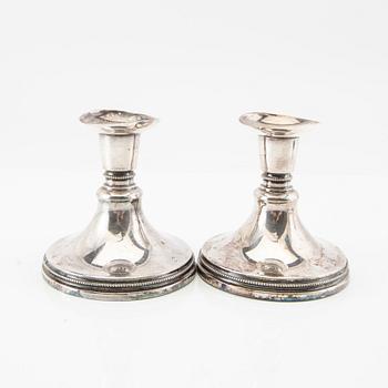 Candlesticks, 2 pairs, silver, MGAB Uppsala, late 20th century.