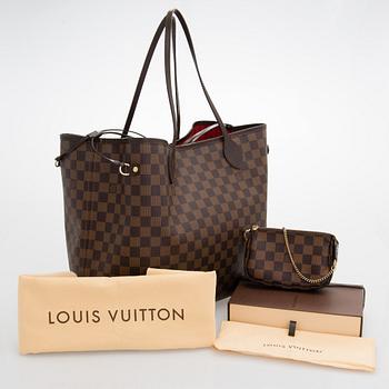 Louis Vuitton, "Neverfull GM" laukku samt pochette.