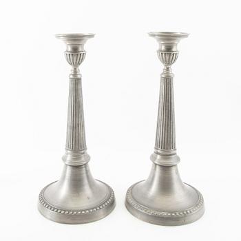Berndt Oscar Santesson, candlesticks 4 pcs late 19th century tin.