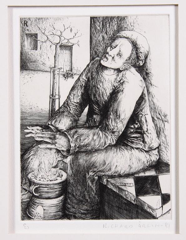 ÅRLIN, RICHARD, kopparstick, 2 st, sign o dat -81. Ea.