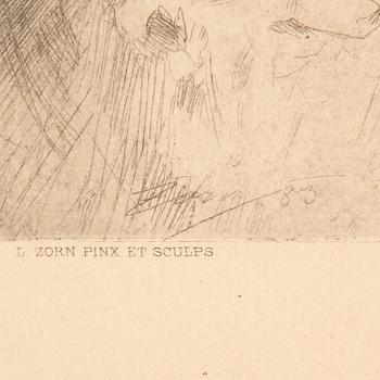 Anders Zorn, etsning, 1883, ur den osignerade  upplagan om 275 ex för Föreningen för Grafisk Konst 1887.