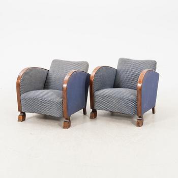 A pair of easy chairs, art deco 1930s.