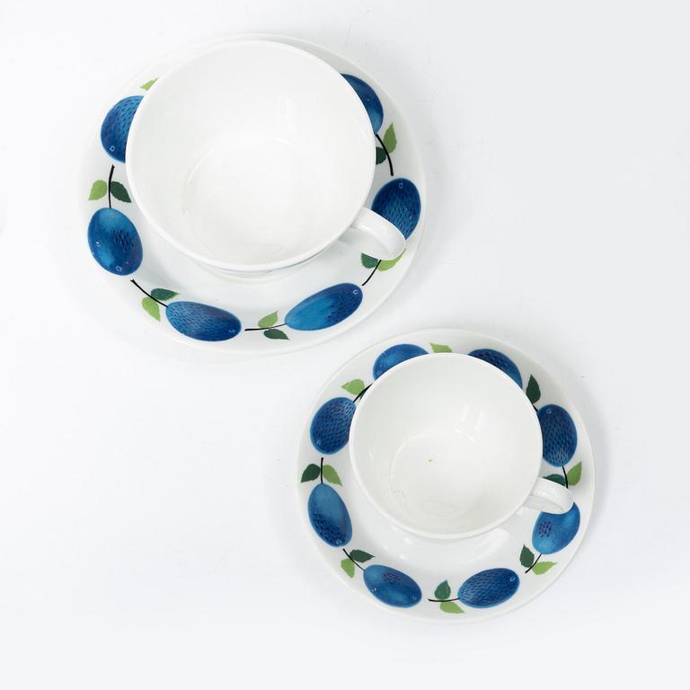 Stig Lindberg, a 31-piece creamware coffee srevice, 'Prunus', Gustavsberg, Sweden.
