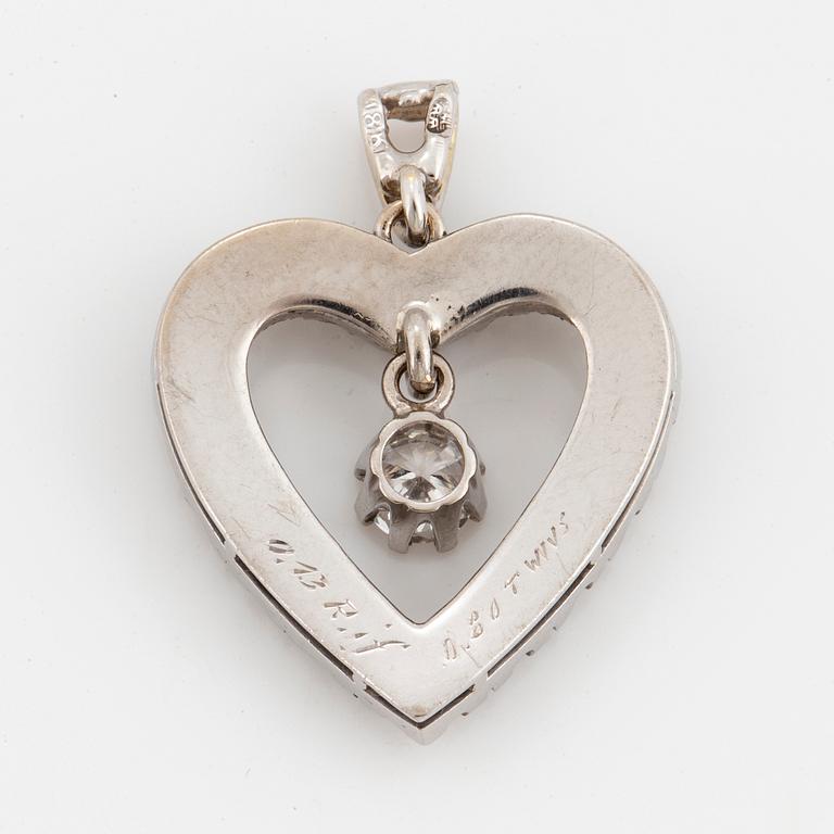 Heart shaped brilliant-cut diamond pendant.