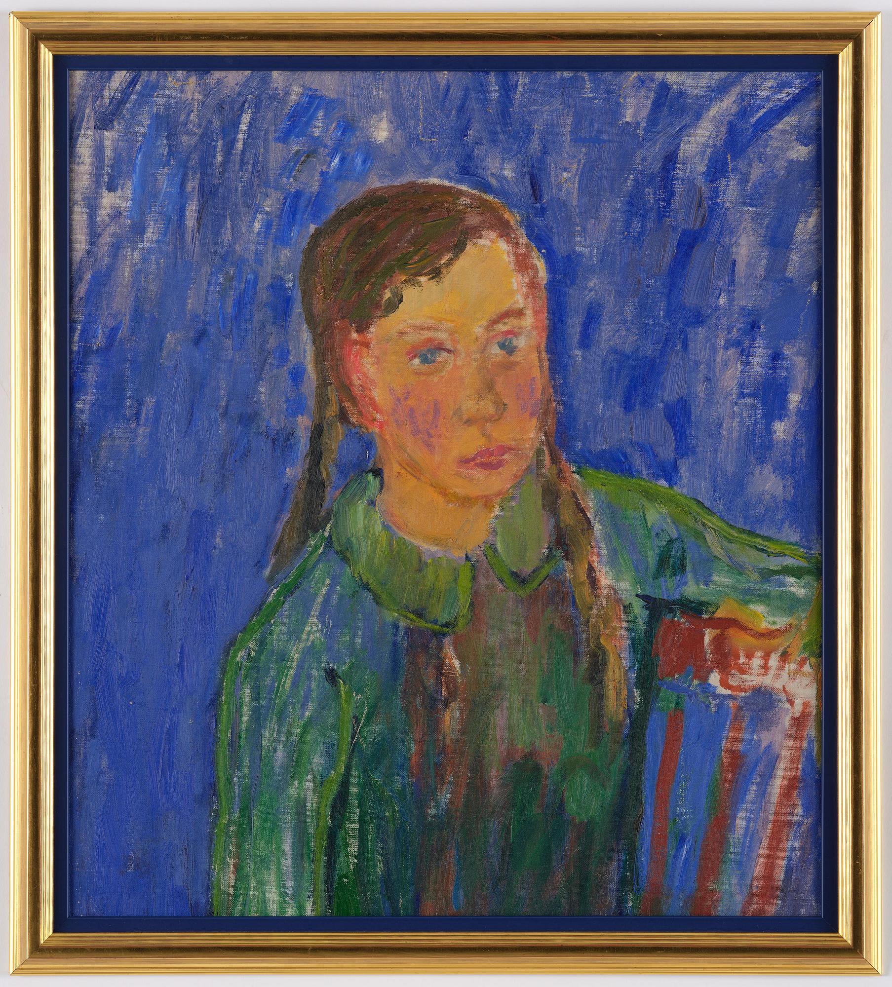 Ivan Ivarson, Girl with braids by a chair.