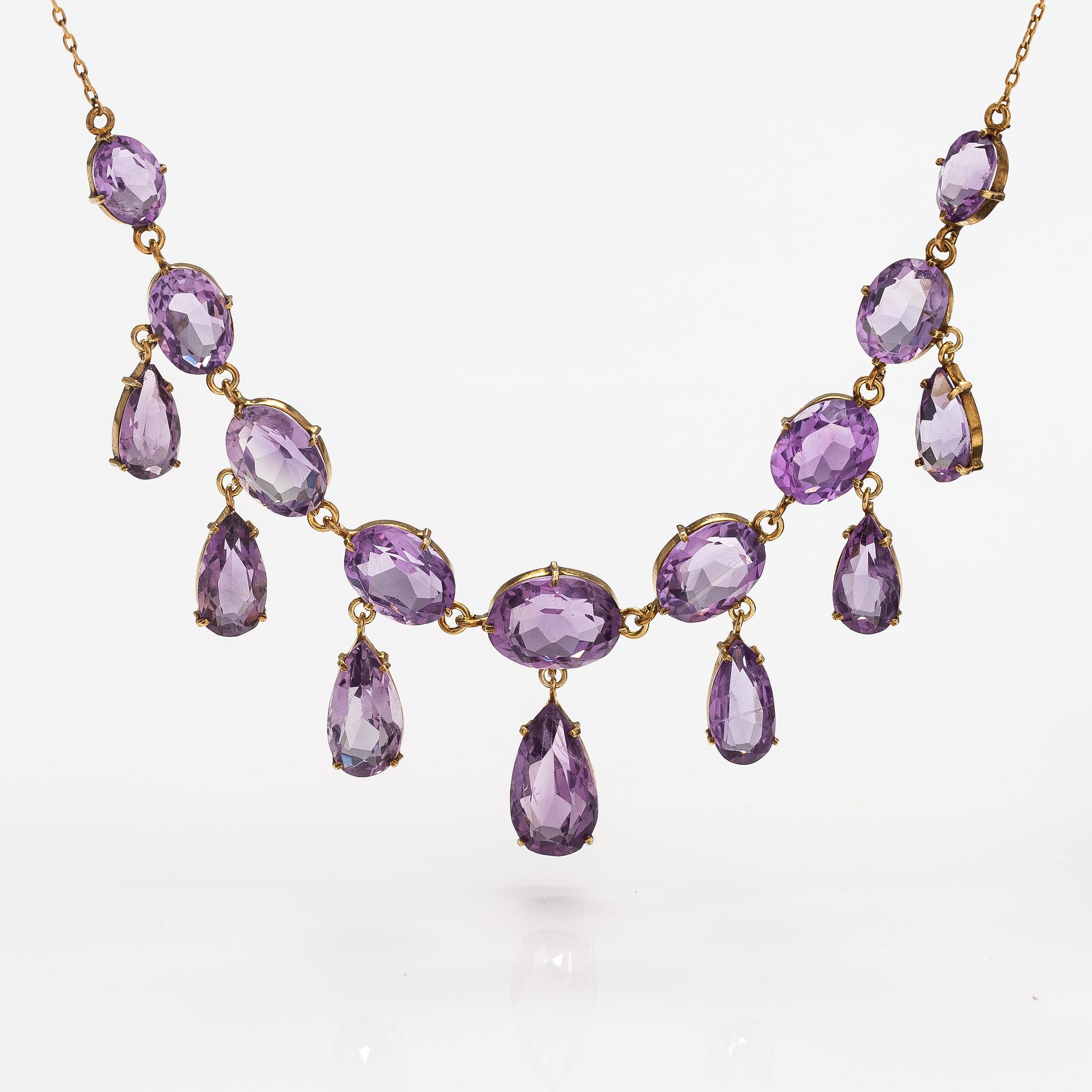 Halsband, förgyllt silver, ametister.