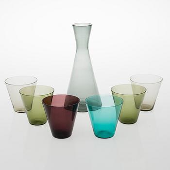 KAJ FRANCK, A set of six 'Kimara' glasses and a glass carafe, 1950s-1960s.