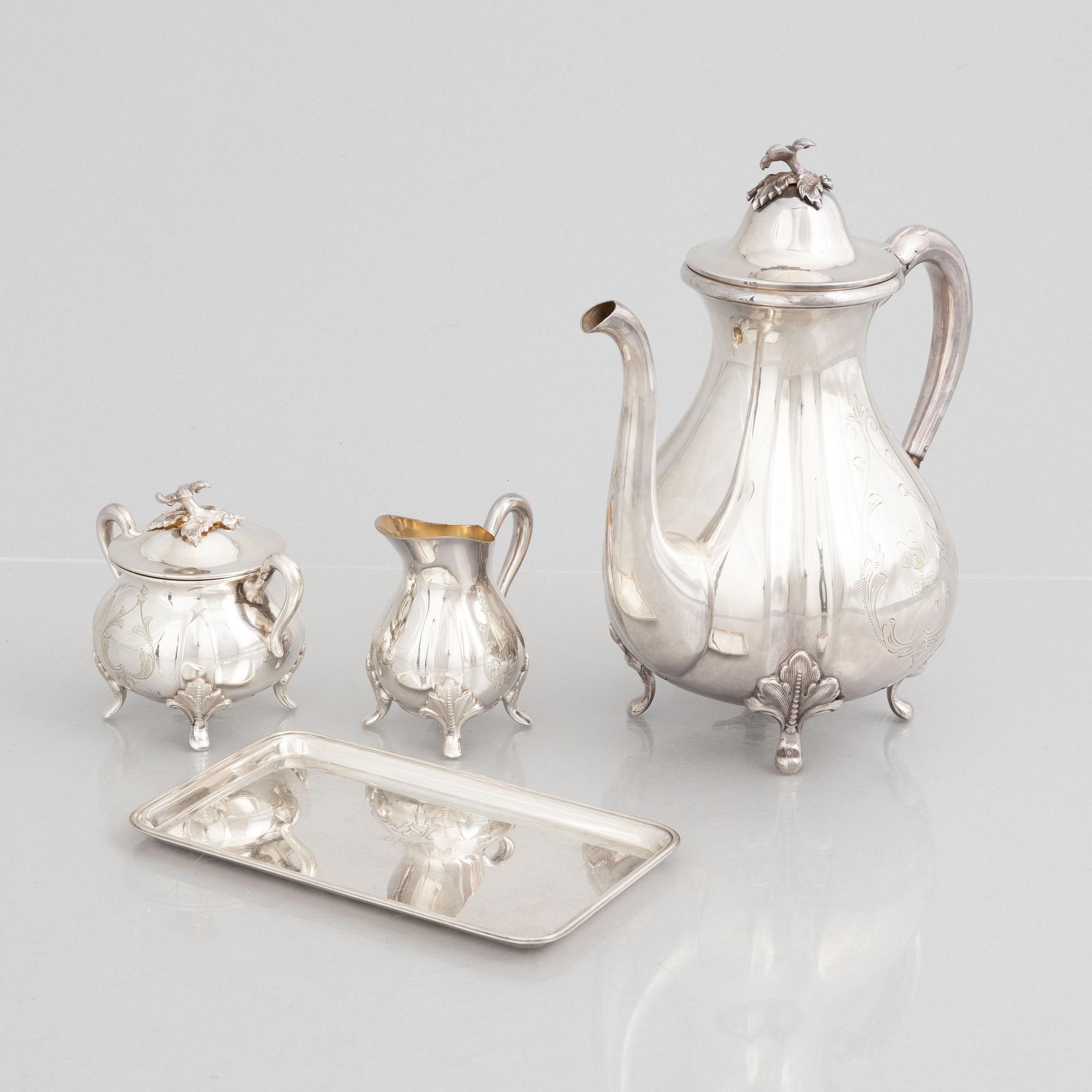 A 4-piece Swedish silver coffee service, mark of GAB, Stockholm 1953-1964.