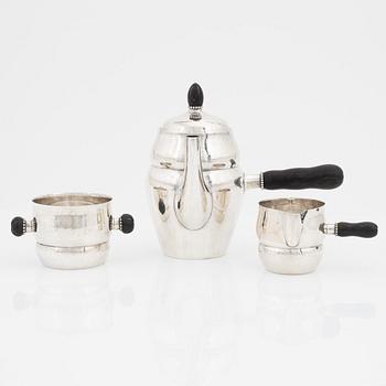 Georg Jensen, a sterling silver three piece coffee service, model 1 and 1B, Denmark, 1925-30.