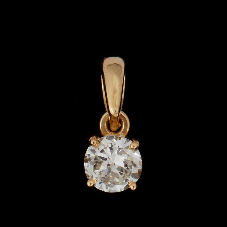 HÄNGE, 18k guld med briljantslipad diamant ca 0,33 ct. Vikt ca 0,5 gram.