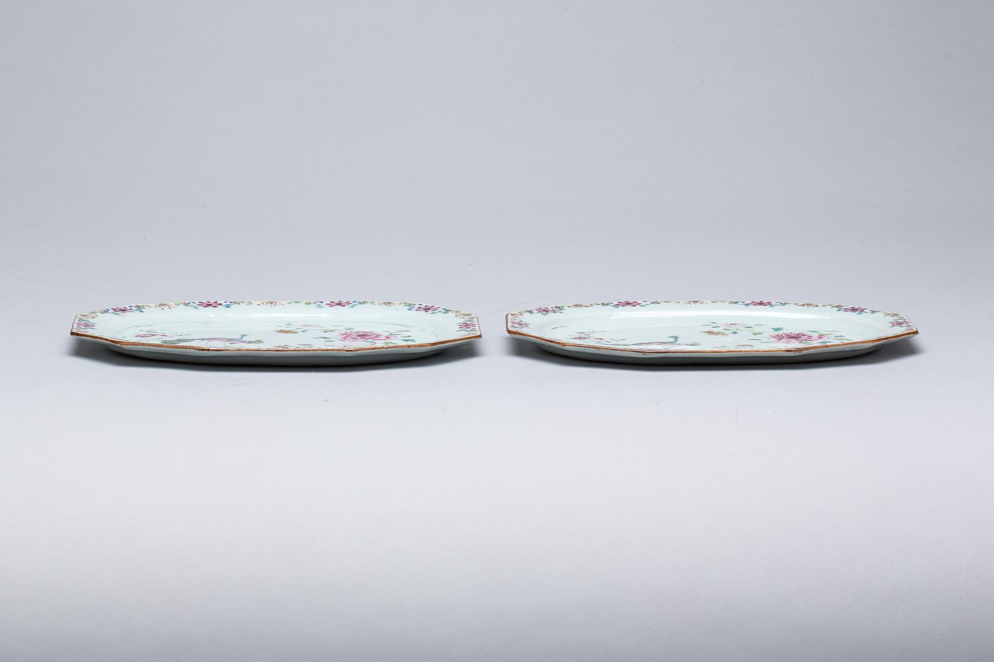 STEKFAT, ett par, famille rose, Kina. Qianlong (1736-95).