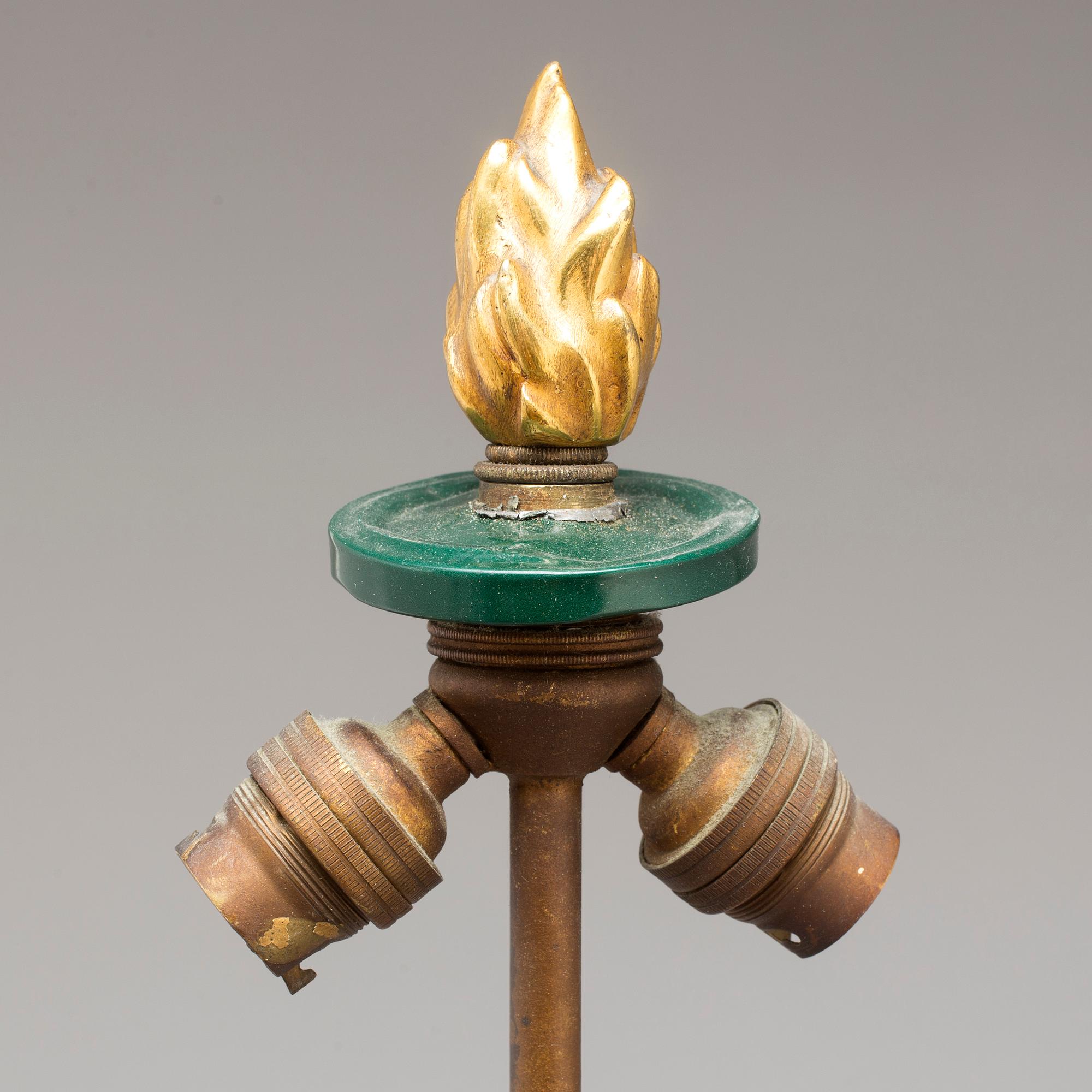 A first half of the 19th century bronze table lamp.