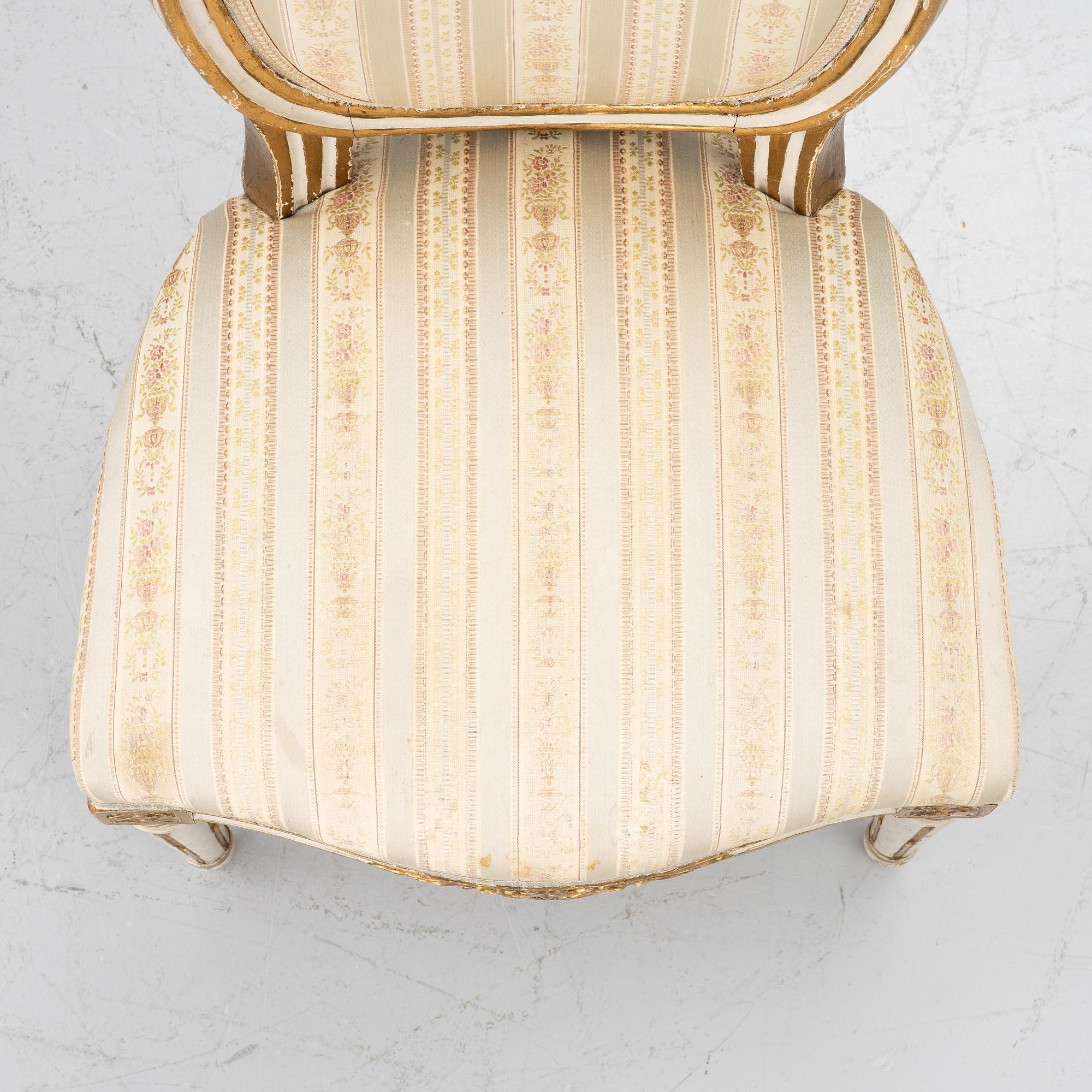 Chairs, a pair, Stockholm work, late 18th century, Gustavian, and a later copy respectively, from 1891.