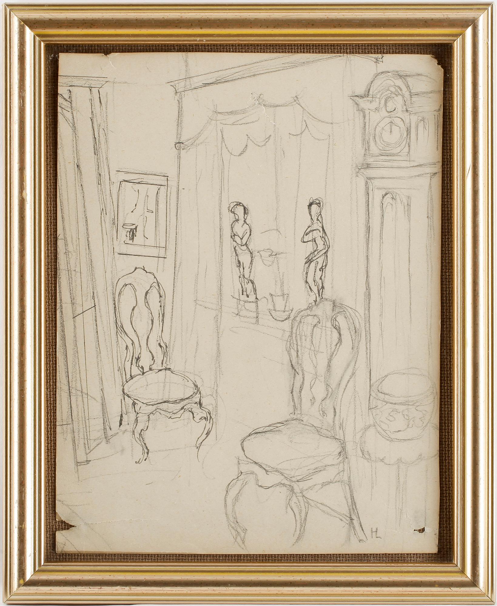 HILDING LINNQVIST, teckning, monogramsignerad.