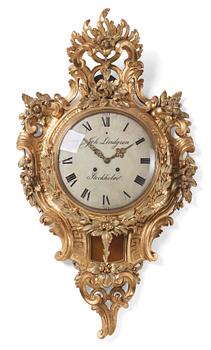 102. A rococo giltwood cartel clock by J. Lindgren (master in Stockholm 1761-62).