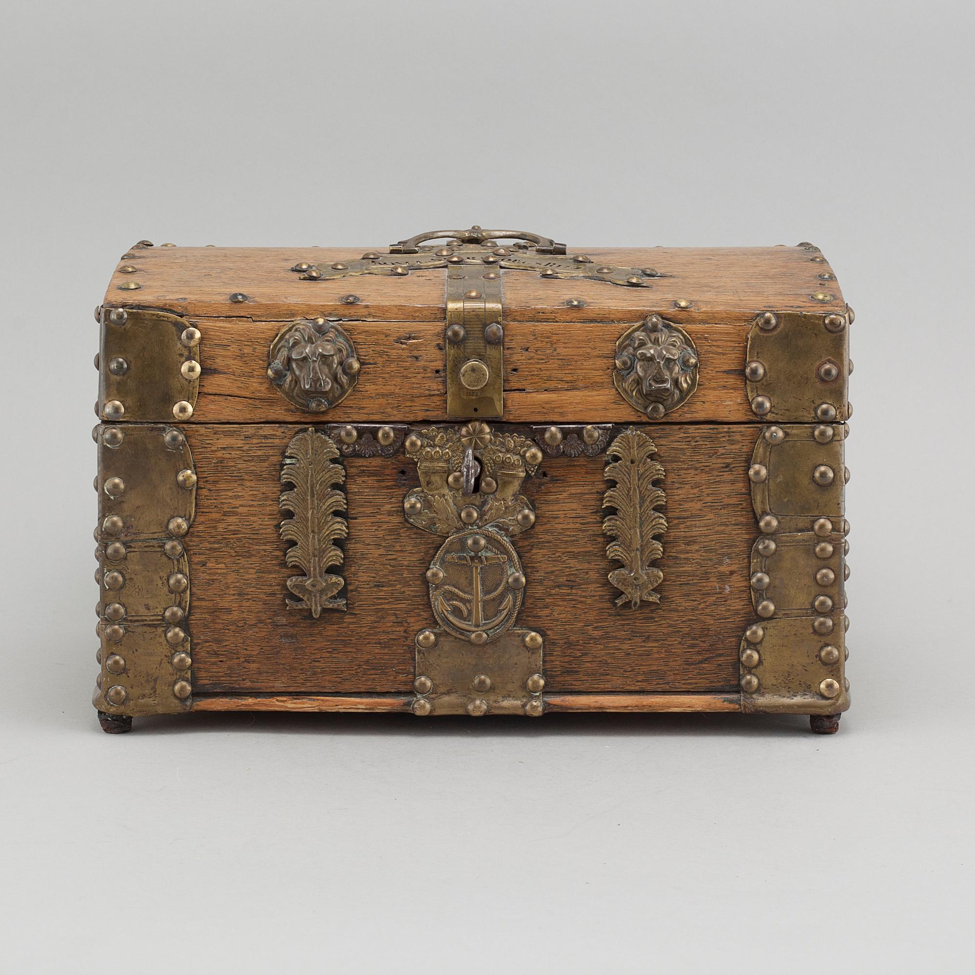 A wooden and brass box, around the turn of the century.