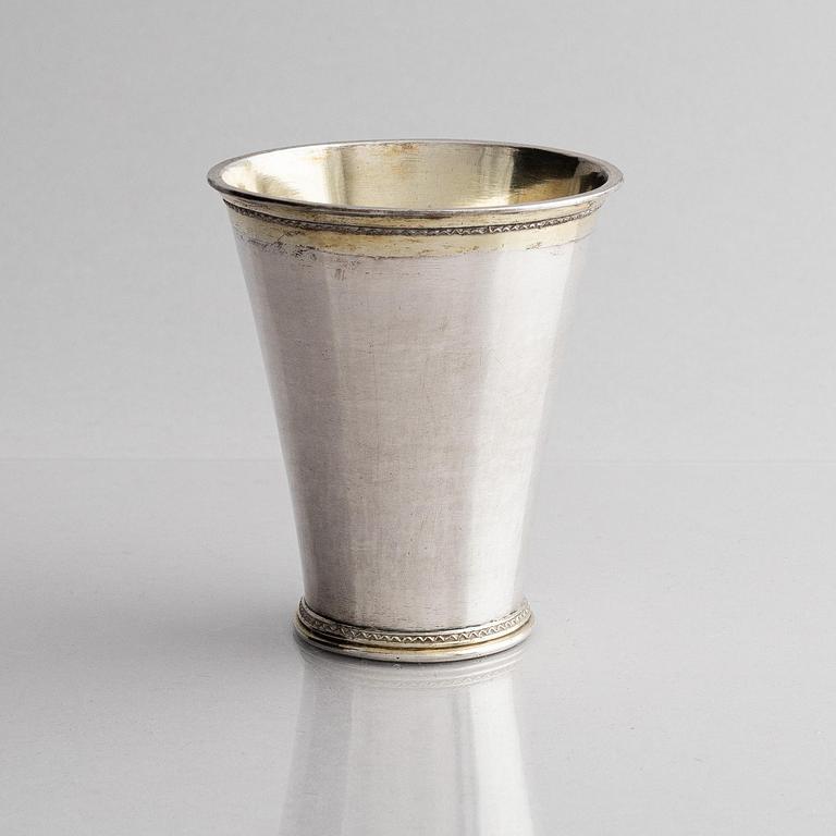 Abraham Wirgman, bägare, silver, Göteborg 1714. Senbarock.