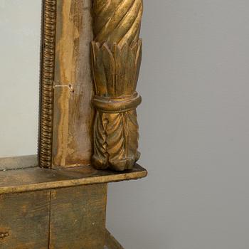 A EMPIRE CONSOLE TABLE AND MIRROR, FIRST HALF OF 19TH CENTURY.