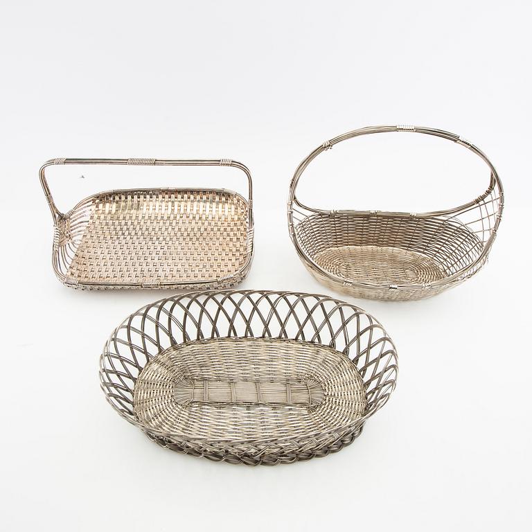 Bread baskets 3 pcs white metal first half of the 20th century.