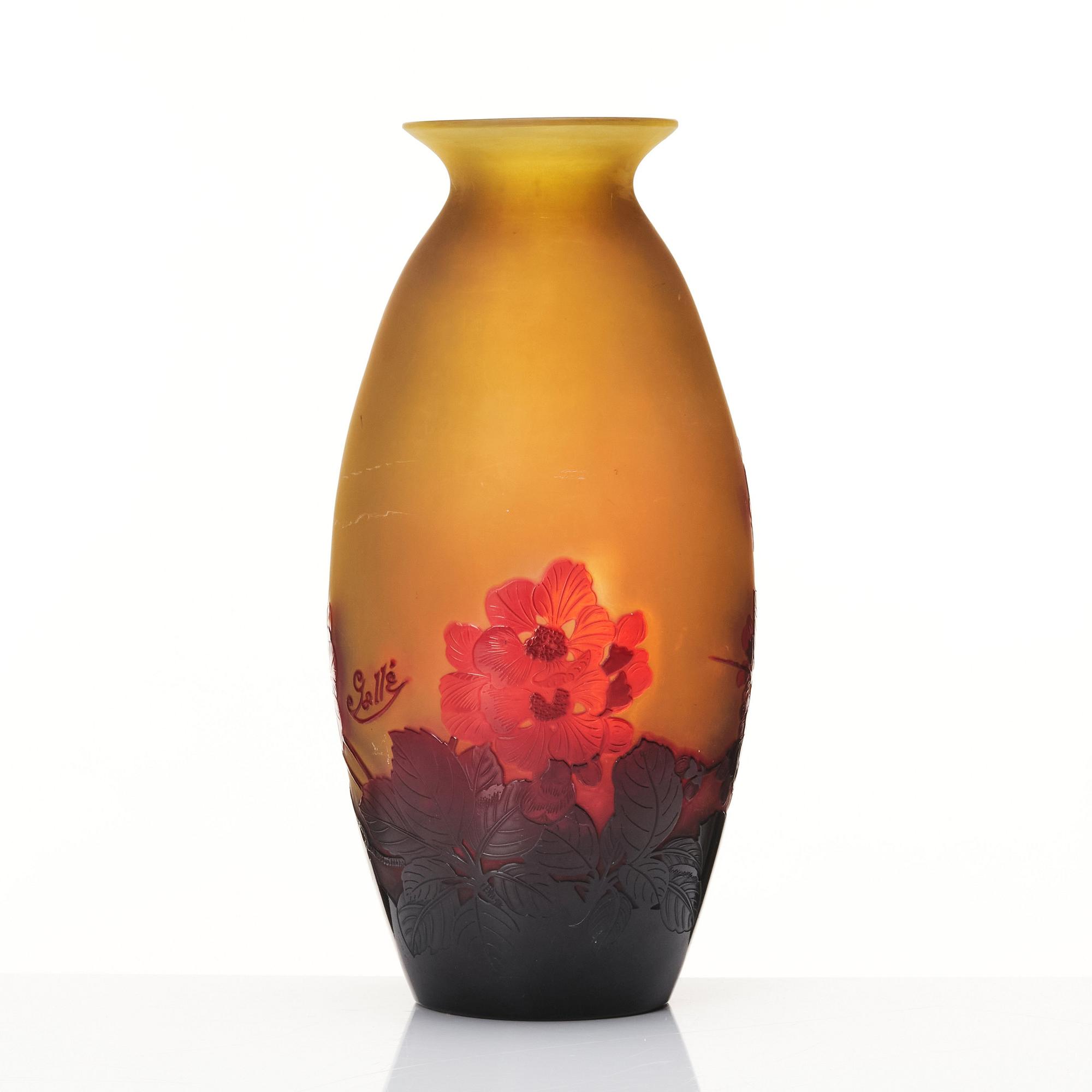 Emile Gallé, an Art Nouveau cameo glass vase, Nancy France.