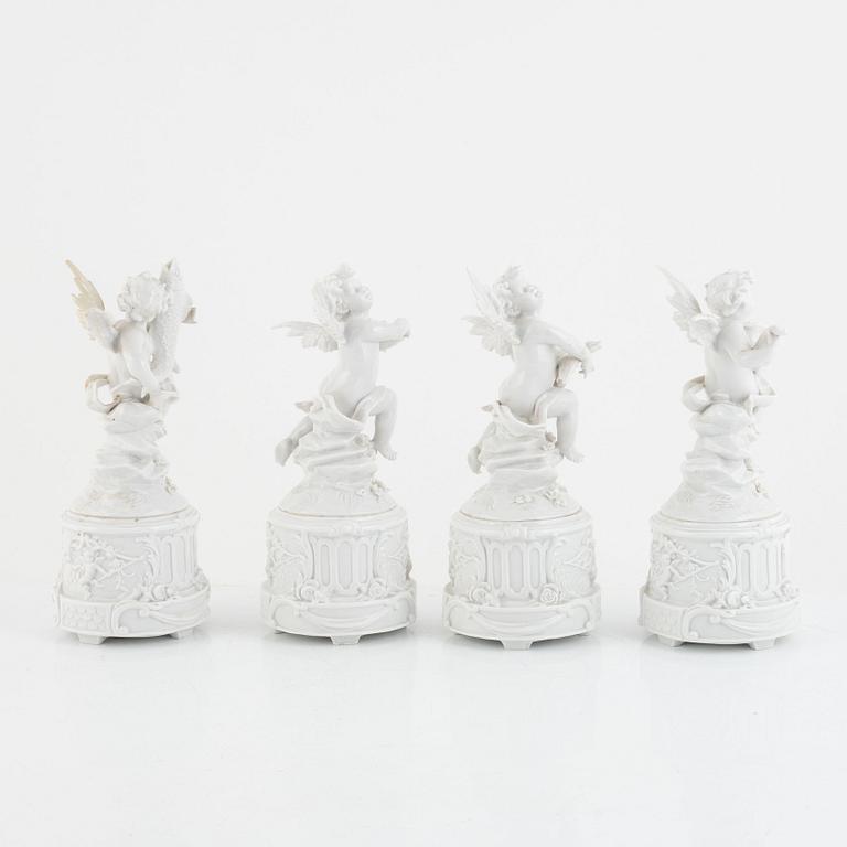 Table decorations, 5 pieces, porcelain, Naples and Naples-like mark, 20th century.