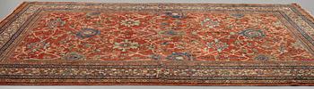 A carpet, an antique Mahal, Ziegler pattern, ca 371,5-374,5 x 265-266 cm (as well as a little flat weave at one end).