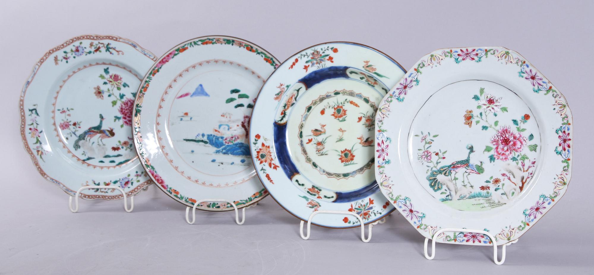 TALLRIKAR, porslin, 4 st, Kina, 1700-tal.