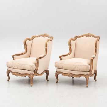 A pair of Bergères, Louis XV style, circa 1900.