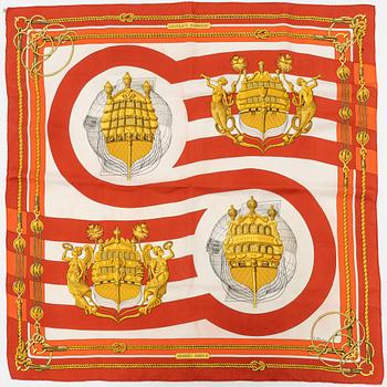Hermès, three silk scarves.