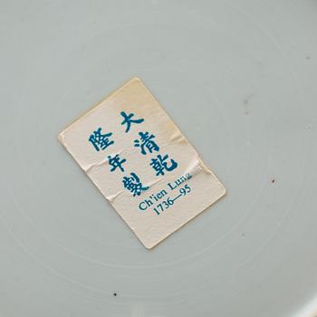 TALLRIKAR, sex stycken, kompaniporslin. Qing dynastin, Qianlong (1736-95).
