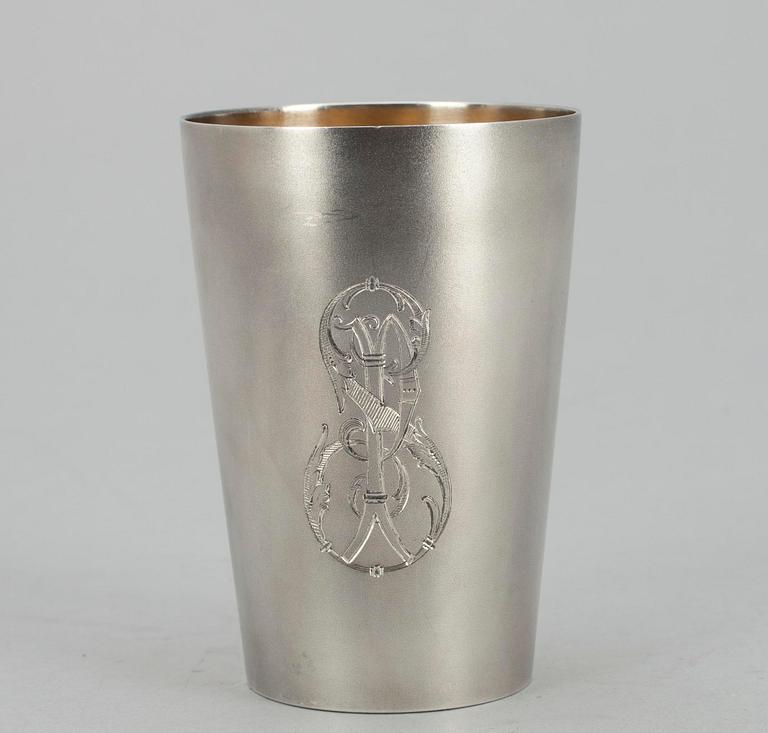 BÄGARE, silver, Hjalmar Edvard Fagerroos, Helsingfors 1902. Vikt ca 73 g.