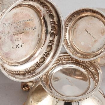 KAFFESERVIS, 3 delar, silver, CGH, Göteborg, importstämplar 1927, vikt ca 890 g,