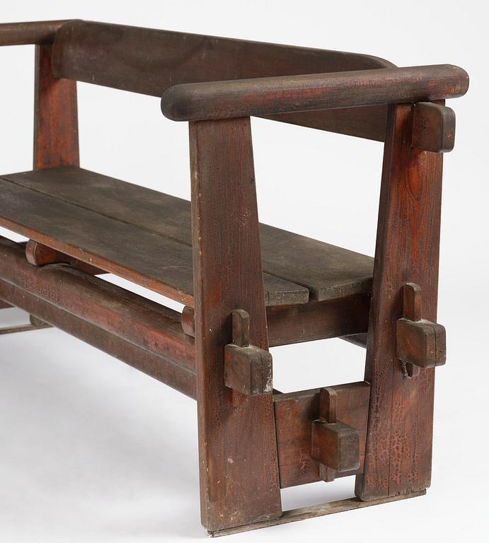Axel Einar Hjorth, a stained pine "Skoga" sofa, Nordiska Kompaniet, Sweden, 1930s.