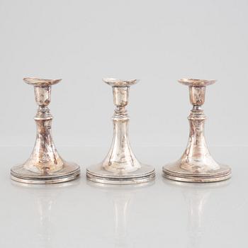 Three silver candlesticks, MGAB Uppsala, 1958-1963.