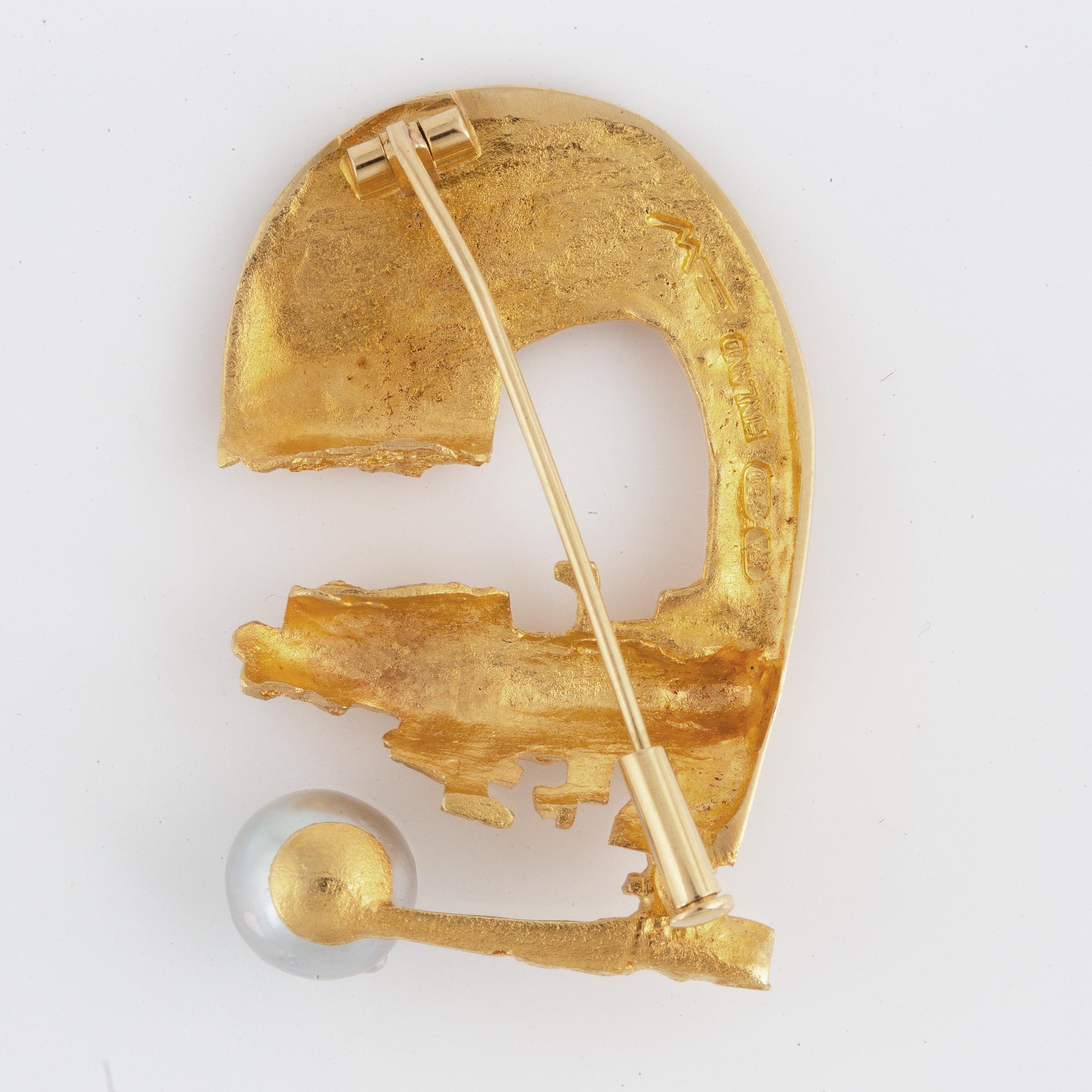 BJÖRN WECKSTRÖM, brooch, "Solskeppet",18K gold and pearl.