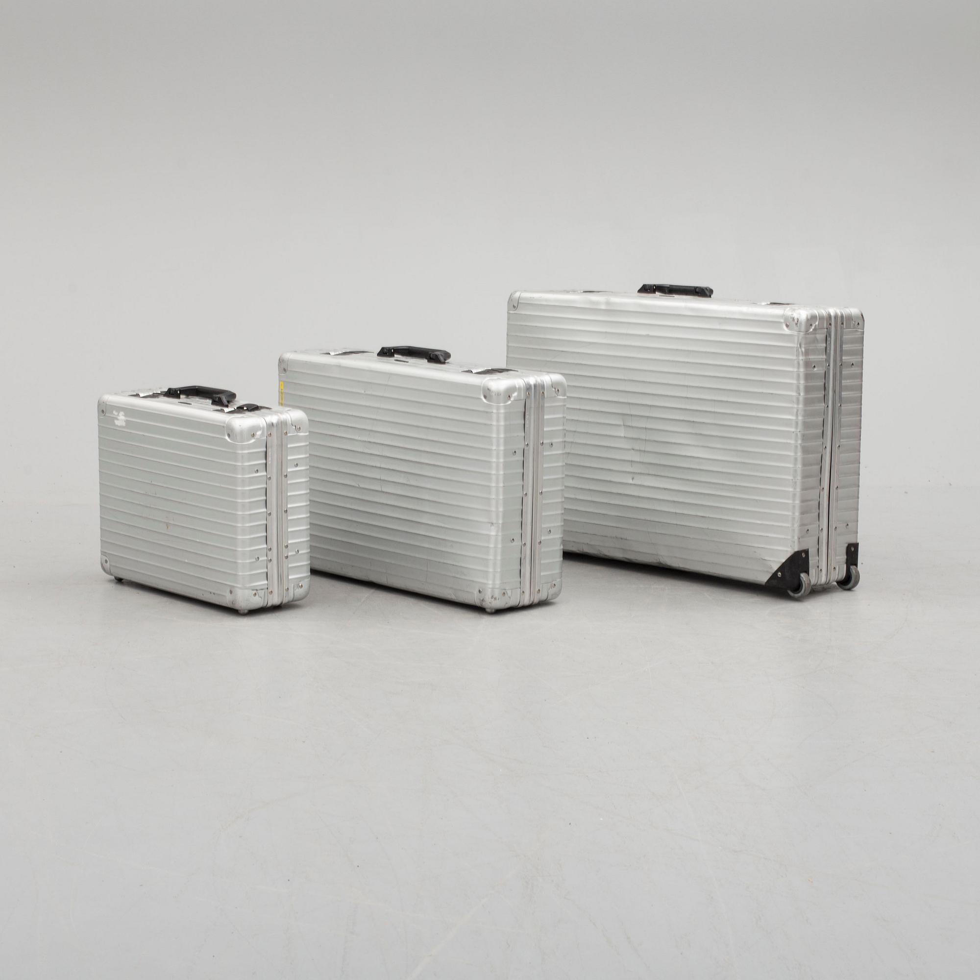 A set of three Rimowa bags later part of the 20th century.