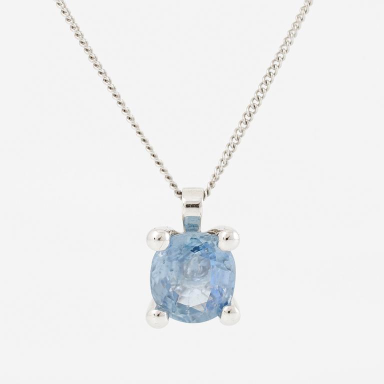 Collier 14K vitguld med safir.