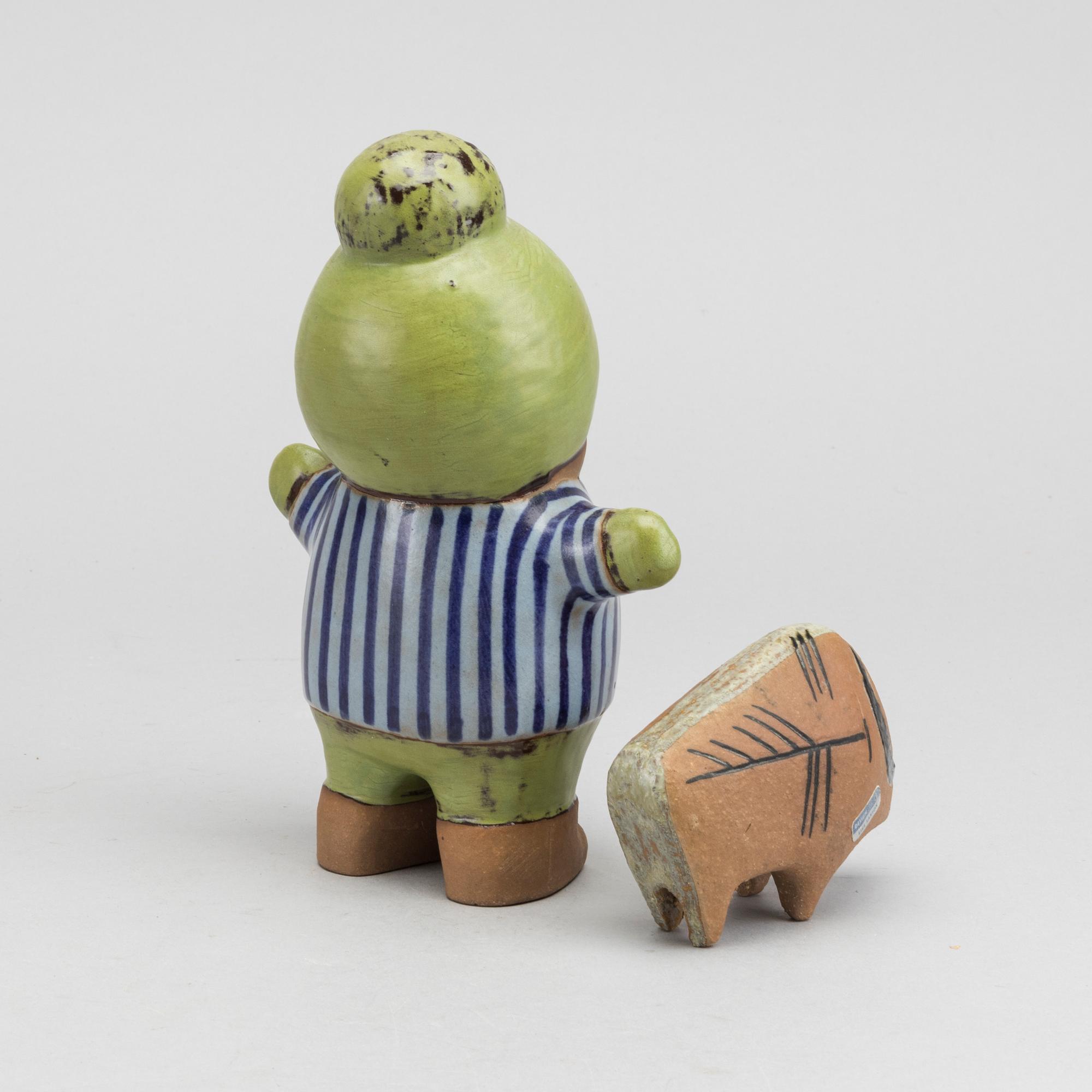 LISA LARSON, figuriner 2 st, stengods, Gustavsberg.