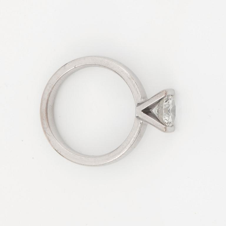 A brilliant-cut diamond ring, 1.36 cts and quality F-G/VS according to engraving.