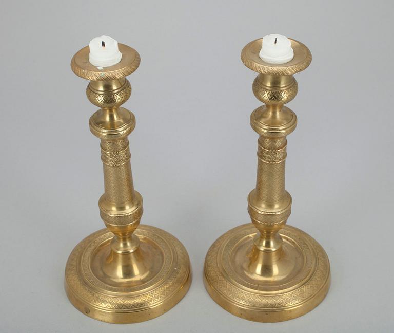 LJUSSTAKAR, ett par, brons, 1800-talets mitt.