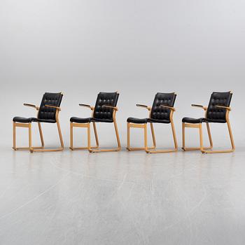 Bruno Mathsson, a set of four arm chairs, "Minette"/"Mi 423". Mathsson International AB, 1970s.