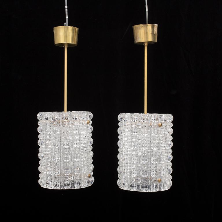 TAKLAMPOR, ett par, glas. Orrefors, design Carl Fagerlund. 1960-tal.