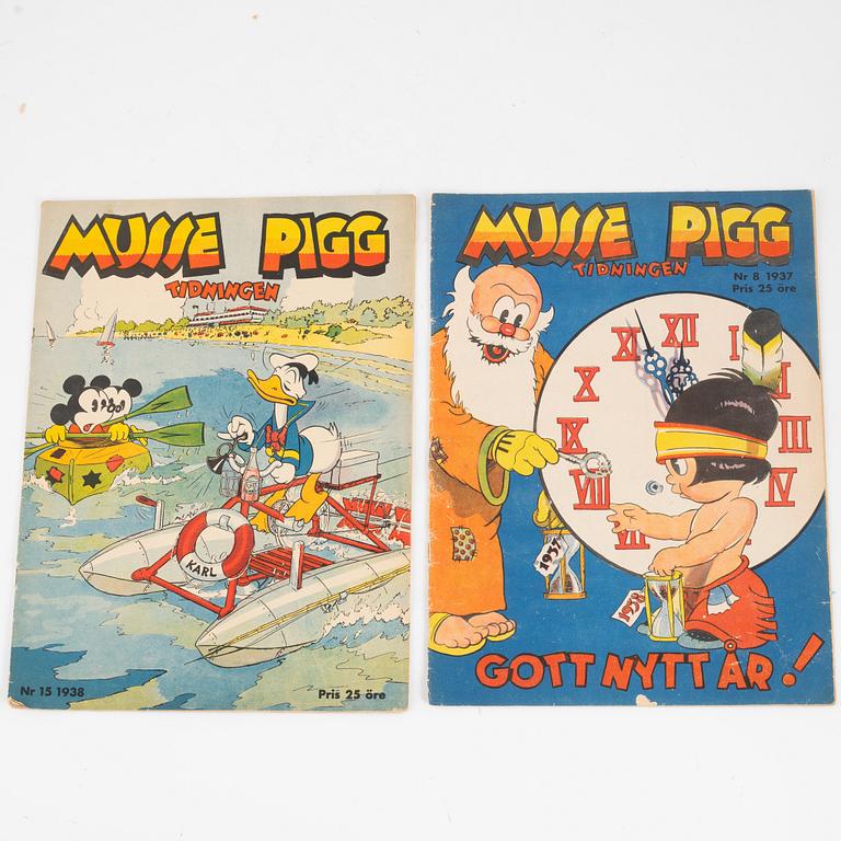 Serietidningar, "Musse Pigg Tidningen", 22 st, 1937-1938.