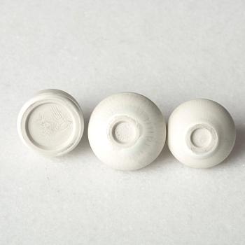 Stig Lindberg, a set of six stoneware miniature vases, Gustavsberg studio, Sweden 1958-62.