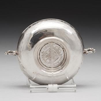 A Swedish 17th century silver brandy-bowl, mark of Lars Olofsson Börst, Skänninge (1670-1675).