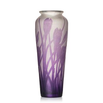 1. Karl Lindeberg, an Art Nouveau cameo glass vase, Kosta, ca 1909, model 128, after a drawing by Alf Wallander.