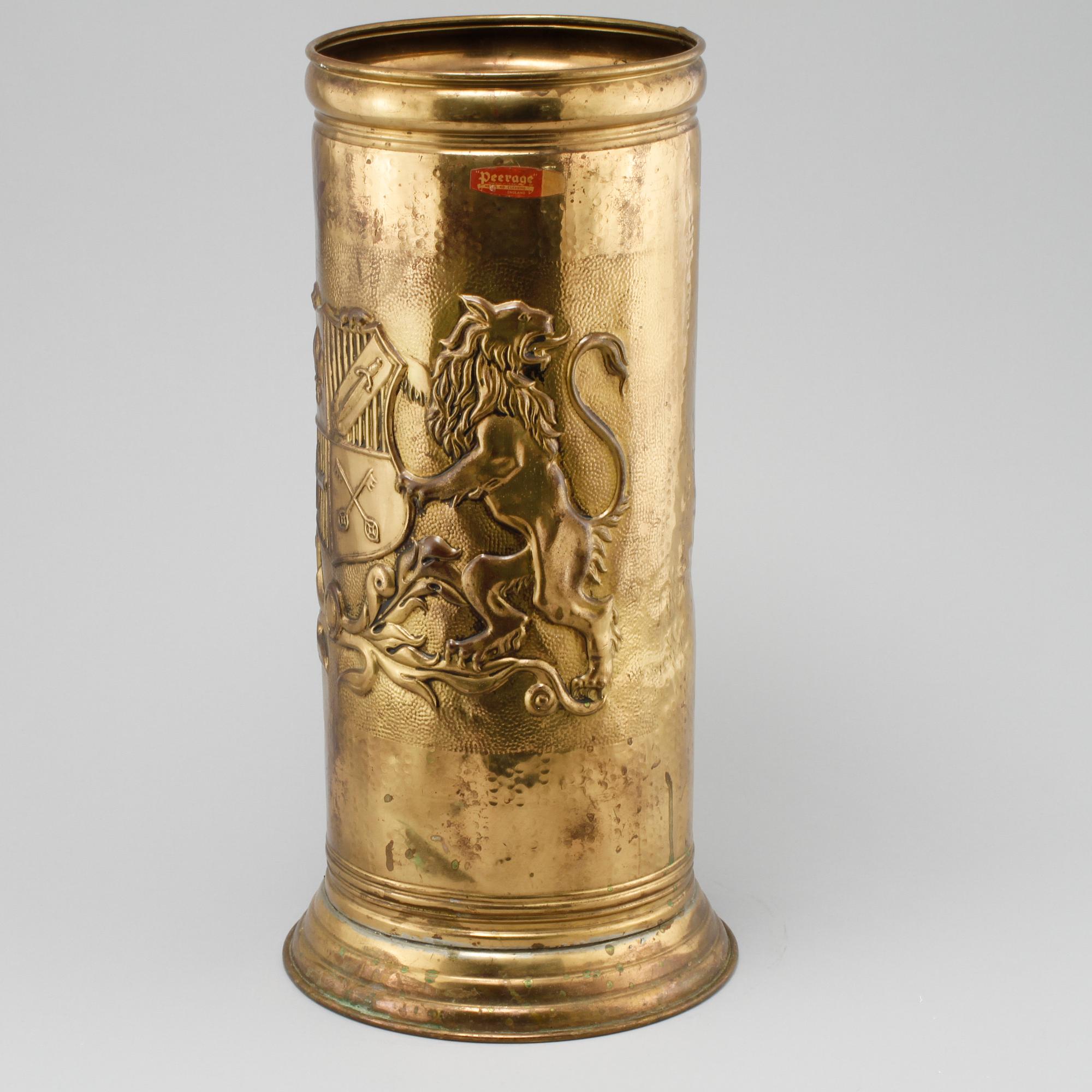 PARAPLYSTÄLL, mässing, Peerage, England, omkring 1900-talets mitt.